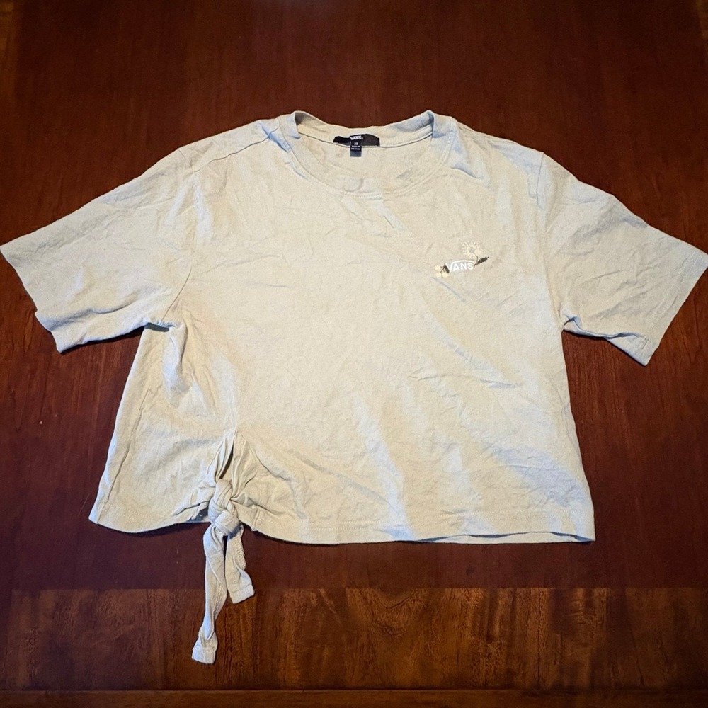 Vans Crop Top T-Shirt Women's XS Light Green Side Tie Skate Streetwear